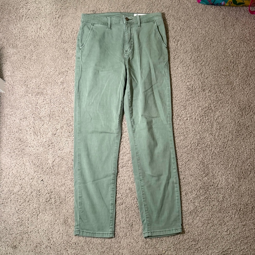 Cosmic Blue Love Women’s Green Stretch Pants Jeans High Waist Fall Classic Sz 28